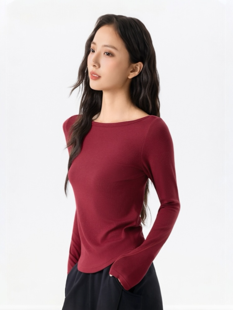 スムースタッチレーヨンTシャツ_レッド