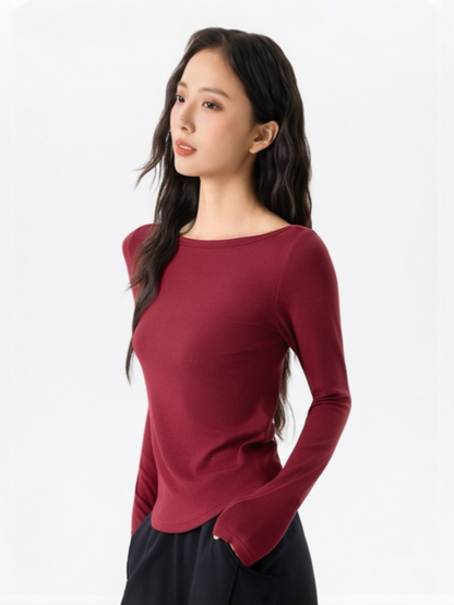 スムースタッチレーヨンTシャツ_レッド