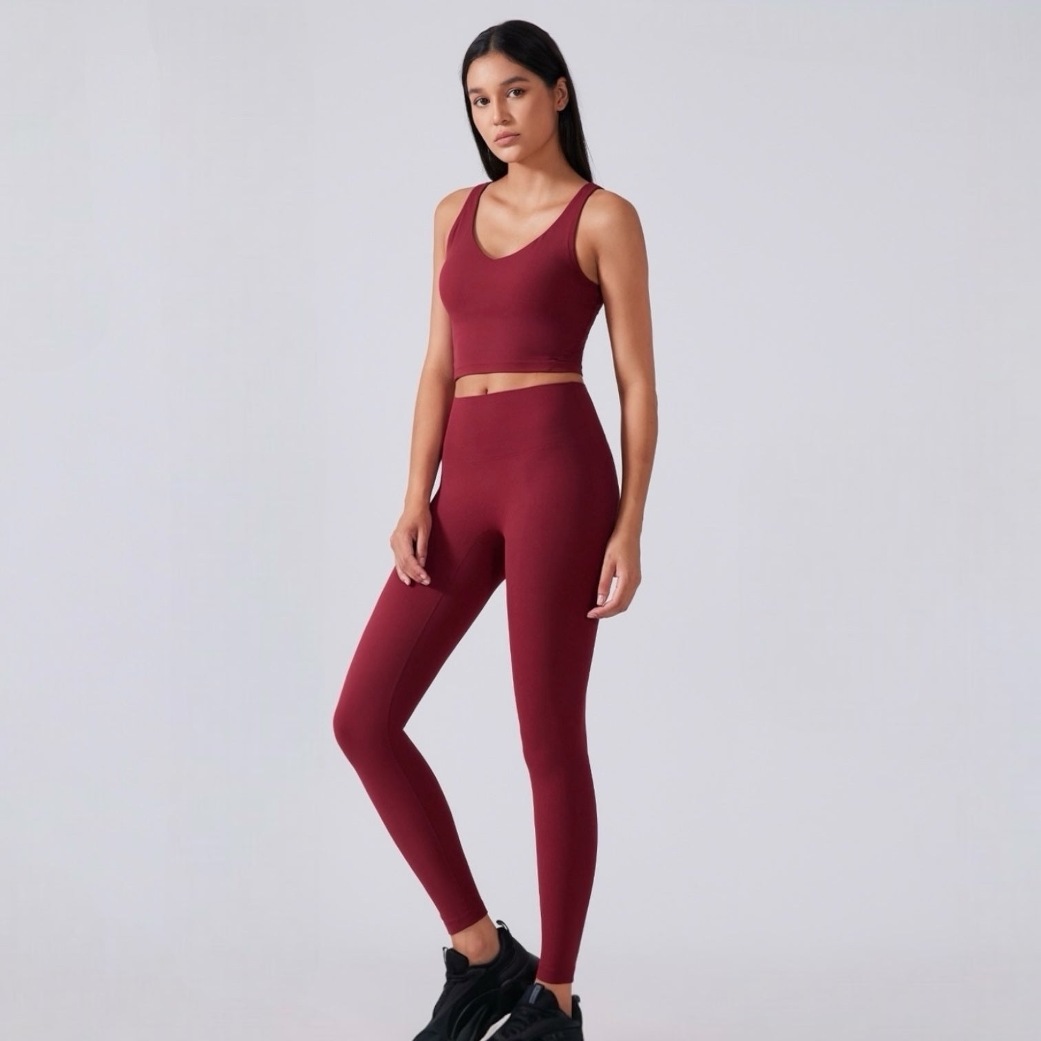 柔らかシームレスレギンス_アンゴラレッド