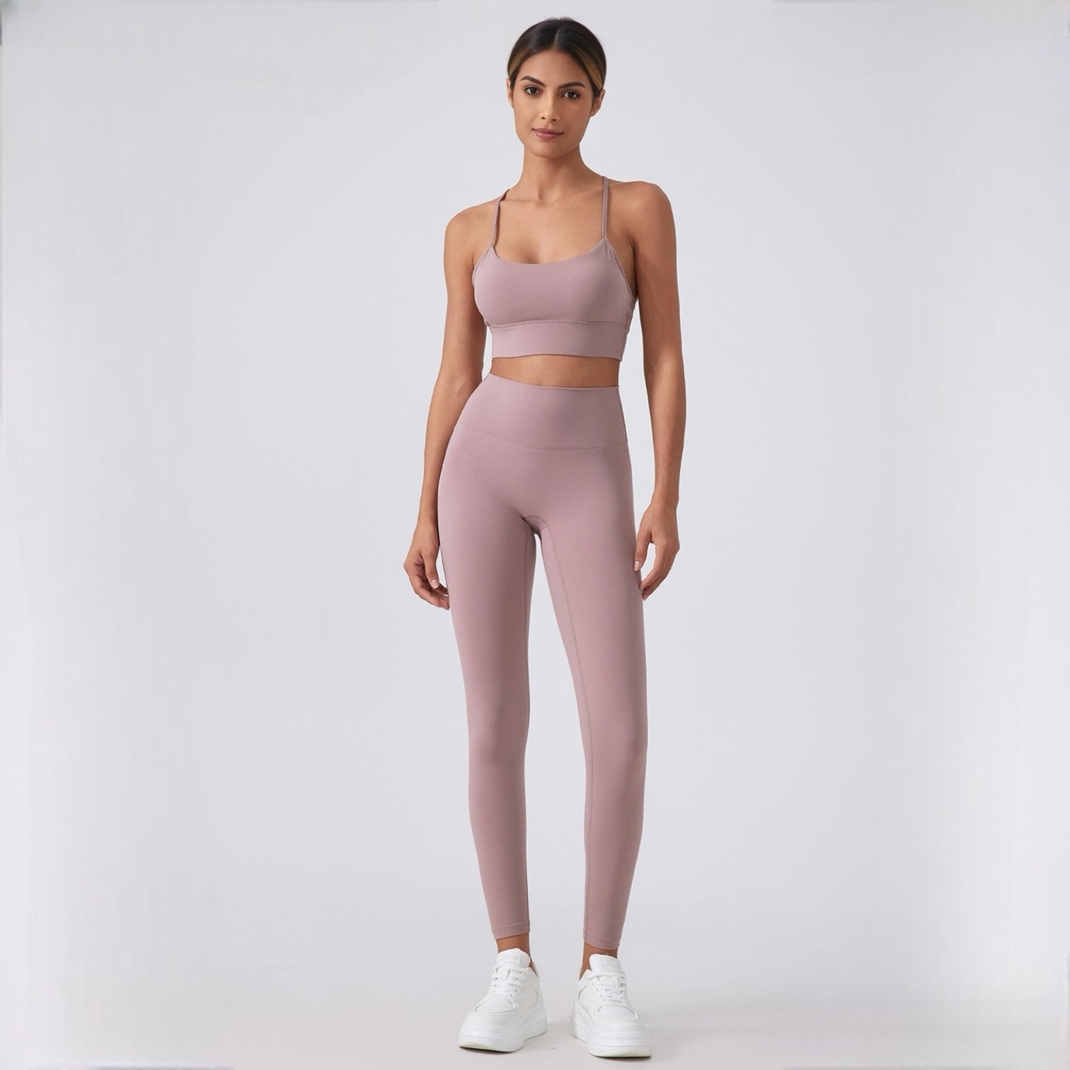 柔らかシームレスレギンス_ローズピンク